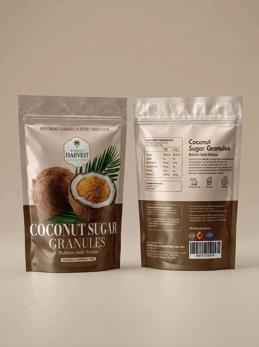 Additional photograph of Coconut sugar granules: packaging or the sugar itself